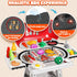 Playset 2-Layer Set,Indoor 3 4 5 6 7 8 Kids Grill Play Kitchen Toys, Kids BBQ Grill Kitchen with Smoke, Sound & Light