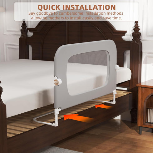 Bed Rail for Toddlers, Adjustable Foldable Guard for Kids, Height Adjustable Bed Rail for Twin, Full, Queen & King Beds