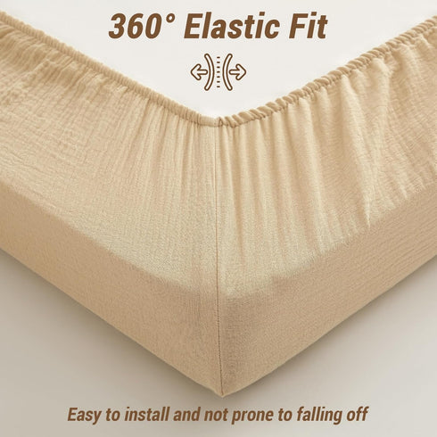 2PCS 52"x28" 100% Bailix Heavyweight Muslin Baby Crib Sheets - Neutral Fitted Crib Sheets for Boys Girls, Breathable