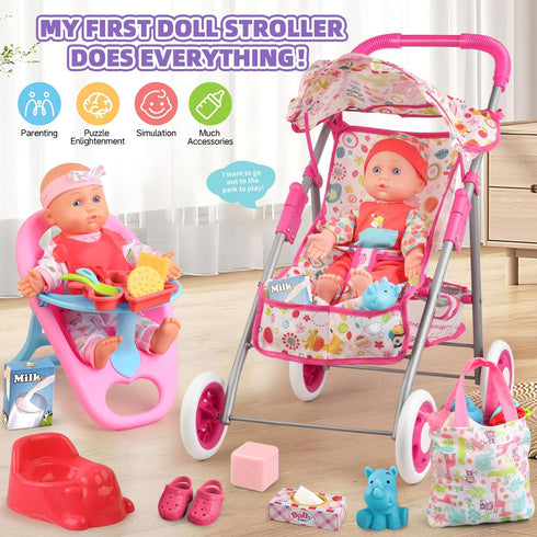Set 3-5 4-6 Set 12.5 inch Doll,1 Chair,20 2 Sets Baby Doll Stroller Toys for Girls Toddlers Gifts,Baby Doll with Baby