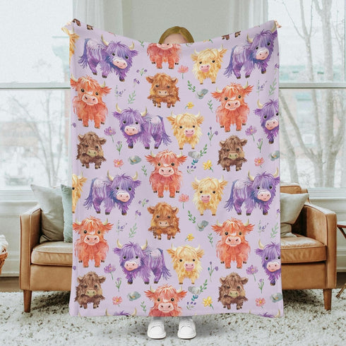 SqtmuHLuo 60x80inch Highland Cow Baby Blanket for Boys Girls Gender Cute Western Farm Animals Highland Cow Floral Boho