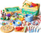 Funpynani 80Pcs Kitchen Playset, Toddler Pretend Cooking with Pots, Pans, Cookware, Food, Picnic