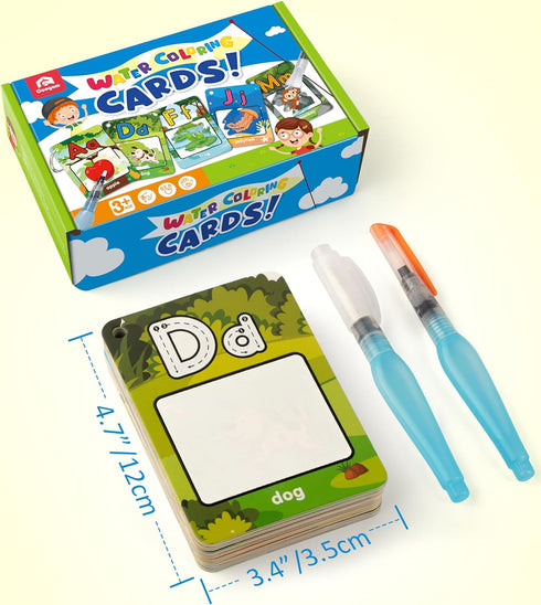 26 3 4 5 Coogam Water Coloring Alphabet Cards, Aqua Painting Water Drawing Letters ABC Words, Montessori Educational