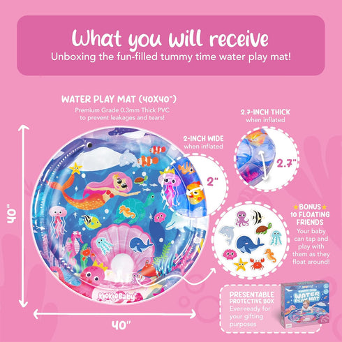 Tummy Tummy 3 KooKooBaby Time Water Mat for Babies - Xtra Large Sensory Baby Water Mat for Time & Motor Development