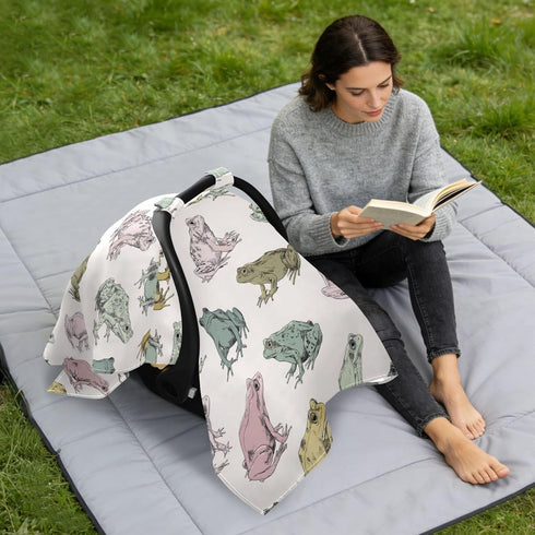 Mazeann Vintage Tree Frog Car Seat Cover Baby Breathable Soft Infant Carseat Covers Canopies Babies Carrier Covers