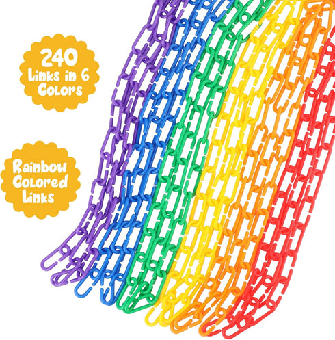 240pcs C-Clips Hooks Plastic Chain Links - Counting & Linking Activity Kit, Sensory Toys for Toddlers, Educational