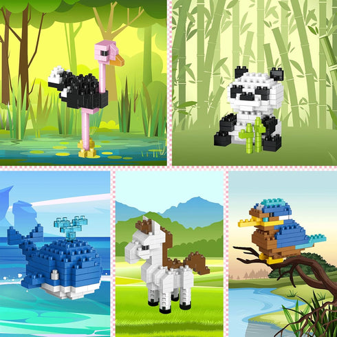 FUN LITTLE TOYS Mini Animals Building Blocks Sets for Goodie Bags, Prizes, Birthday Gifts, Party Favors for Kids 12 Boxes