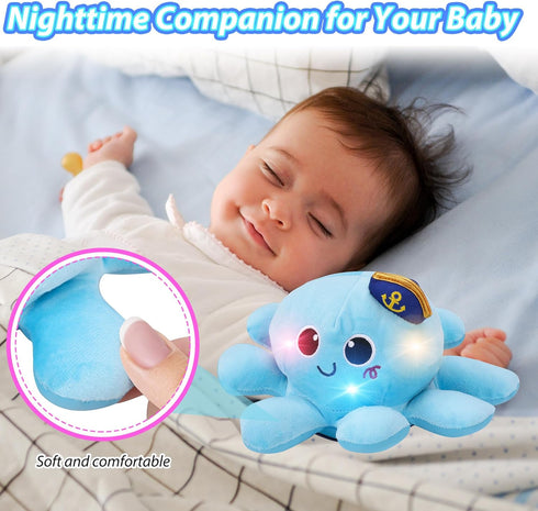 Musical Octopus Baby Toy, Crawling & Rotating Toy with Recording, Light-Up Voice Control for 2-6 Year Olds