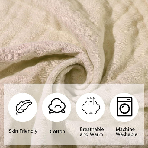 VitalCozy 6 (32 32 Inch,Beige,Sage Pcs Baby Muslin Hooded Bath Towels and Washcloths Muslin Cotton Hooded Baby Towels