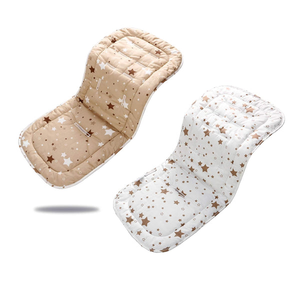 Baby Stroller Cushion, Infant Car Seat Insert, Reversible Universal Soft Newborn Stroller Mat, 100% Cotton Cover