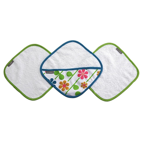 JJ Cole Bath Mitt Set, Washcloth Summer Garden, Pink/Green/Blue/Yellow/White/Orange