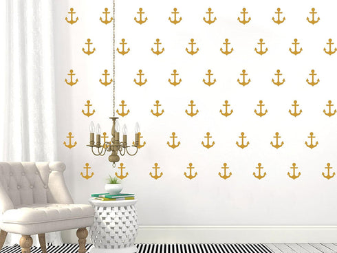 Nautical Anchor Wall Decal - Removable Vinyl Stickers for Baby Kids Bedroom Nursery Decoration A07 (Dumb Gold)