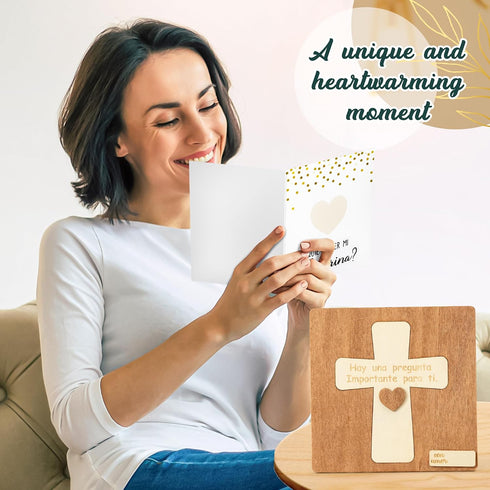 CJiangpo Will You Be My Godmother Proposal Gift, Cross Design Madrina Proposal Puzzle in Spanish Godmother Asking Card