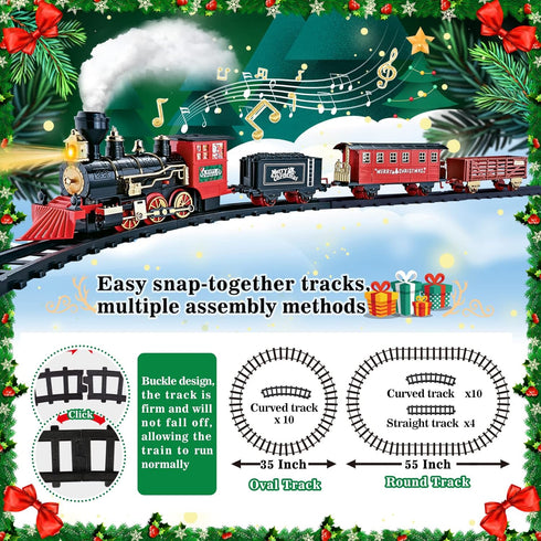 Set, Set Set 3 4 5 6 7 8 BainGesk Train Christmas Train with Steam, Light and Sounds, Electric Train Toy for Boys