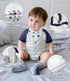 9pcs Set 0-6 Golray Baby Boy Gifts for Baby Shower, Newborn Essential with Fox Lovey/Blanket/Onesie/Wooden