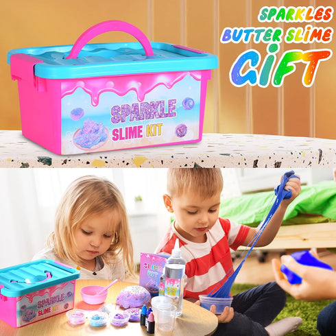 Glimmer, 6 7 8 9 10 11 12 inksbui Confetti Slime Kit, Sparkling, Crunchy, Foam, Jelly Cubes Slime, Stress Relief Toys