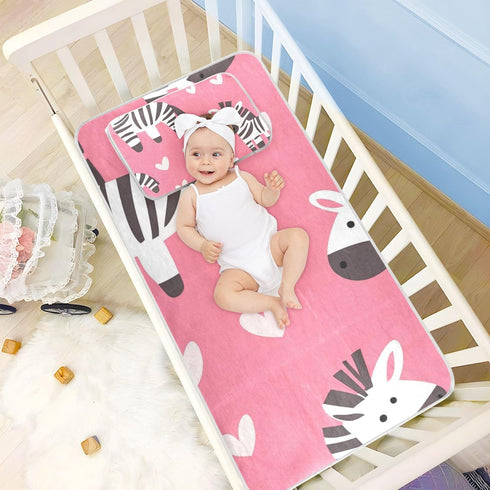 SyXIOP 28" 52" Happy Valentine Cartoon Cartoon Animal Pink Cooling Baby Crib Mattress Sheets x Absorbent Mattress