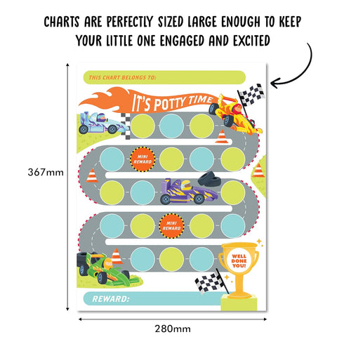 x10 23 Potty Training Reward Chart pcs - Race Car Potty Training Chart for Kids - Toilet Habit Training Chart