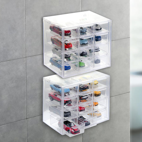 Hot Wheels & Matchbox Display Case Storage for 24 Cars, Wall Mount, 2 Pack, 1/64 Scale Toy Cars