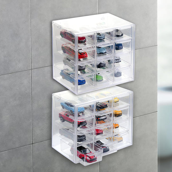 Hot Wheels & Matchbox Display Case Storage for 24 Cars, Wall Mount, 2 Pack, 1/64 Scale Toy Cars
