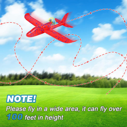 2 Pack 15/25s 3-12 Fuwidvia Electric Foam Airplane Toy, LED Plane Toy for Boys, Outdoor Flying Toy Birthday Gifts