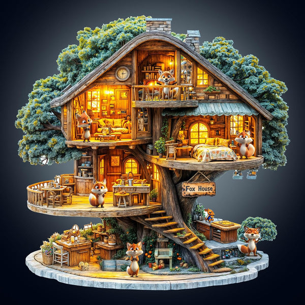 WOODBESTS Wooden Puzzles for Adults (195 Piece, M, 11.4 * 11.4in) Fox