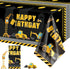 Tatuo Construction Happy Birthday Tablecloth - Dump Truck Plastic Covers for Kid Boy Party (Black)