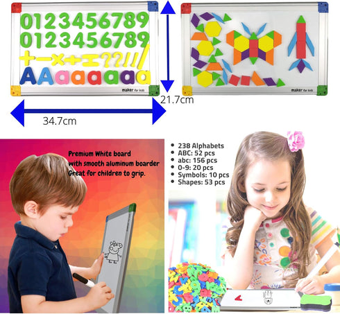 291Pcs ABC Magnets Board Magnetic Letters and Numbers Maker for Kids with Double-Side Drawing Whiteboard