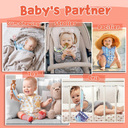 6 Pack 6PS21 babygoal Floral Pacifier Clips, Binky Paci Holder Clips Leashes Fits for Most Baby Pacifiers and Binkies