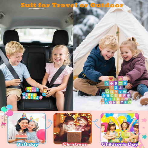 amdohai 216 36 Portable Magnetic Letters Blocks Magnetic Alphabet & Numbers Montessori Learning Toys for Kids