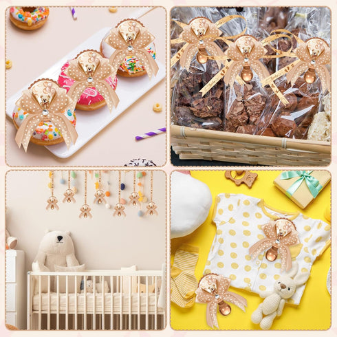 Hotop 36 Pcs Baby Shower Pacifier Necklace, Cute Bear Acrylic Party Favors for Girls Boys Baby Shower Decoration