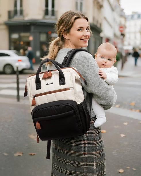 Backpack, LOVEVOOK Puffer Diaper Lightweight Baby Bag with Changing Pad, Diaper Bag for Mom Dad with Stroller Buckles