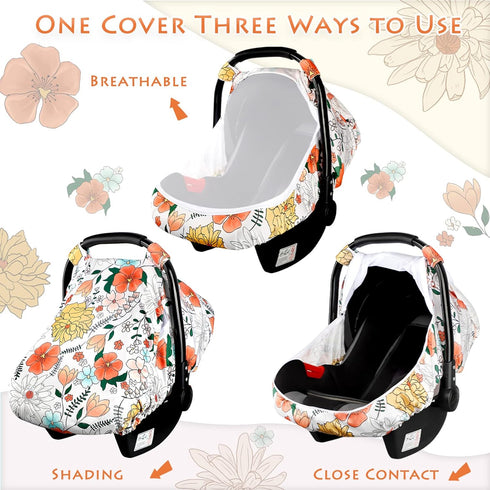 Pea Pod Car Seat Covers for Babies - Breathable Mesh Canopy with Kick-Proof, Soft Stretchy Protection - Newborn
