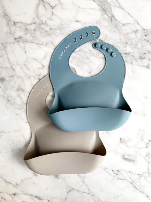 Goobie Baby 4 36 (2 Pack Silicone Baby Bib with Food Catcher - Adjustable Waterproof Feeding Bib for Babies & Toddlers