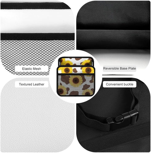 PPIKTC Spacious Hanging Auto Seat Organizer with Ventilated Mesh Pockets for Wet Wipes and Baby Supplies, Cow Print