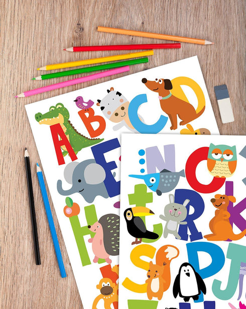 ABC Wall Decals - Alphabet Educational Animal Stickers for Classroom Decor - Playroom Decals for Kids