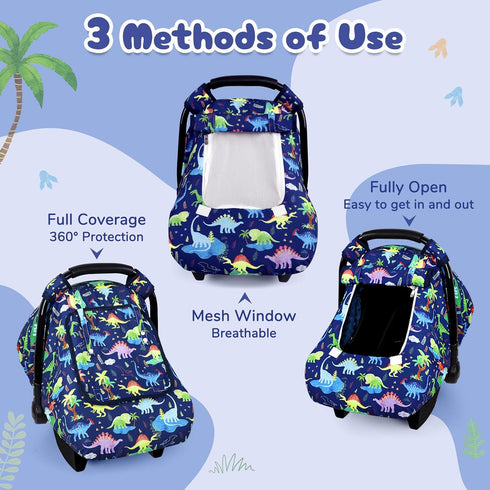 Baby Car Seat Cover, Windproof Carseat Cover for Infant Boys, Infant Breathable Carseat Canopy, Compatible with Most