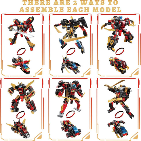 QLT QIAOLETONG 12 in 1 Transforming Mecha Robot Building Set - 542 PCS Compatible with Lego