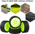 1:8 Off-Road RC Buggy 17mm Hub Wheel Rims and Tires - H Tread Pattern Fluorescent Green, Pack of 4