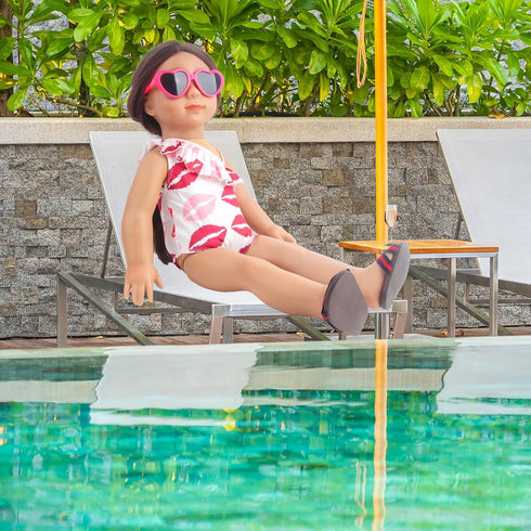 18 Inch Doll Swim Accessories Set - Passionate Beach Playset with Doll Bikini, Sunglasses, Goggles & Sandals