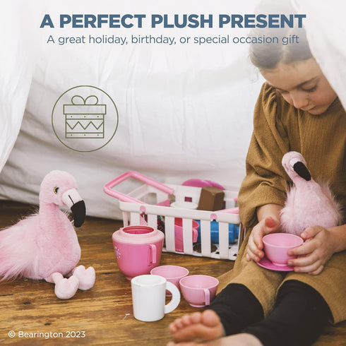 Bearington Flamingo Stuffed Animal: 8.5 Inches Pink Plush Faux-Fur with Realistic Details - Perfect Birthday Gift for