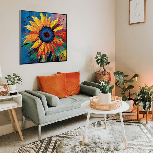 PICKFORU Sunflower Puzzles for Adults 1000 Pieces, Colorful Gradient Flower Fine Art Jigsaw