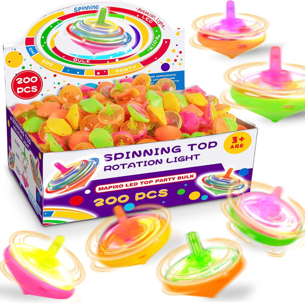200 Pcs Light Up Spinning Tops for Kid 4 Color, Bulk LED
