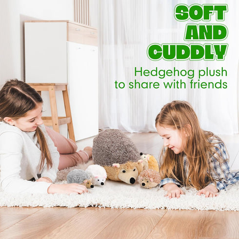 5 14 Inch Mommy 4 Set Hiboom Pcs Hedgehog Stuffed Animal, Large Hedgehog Stuffed Plush Toys with Plush Baby Soft Cuddly