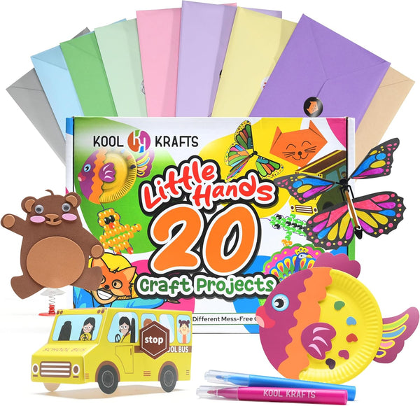 20 Arts & Crafts Kit for Kids, All-Inclusive, No Mess Craft Kits