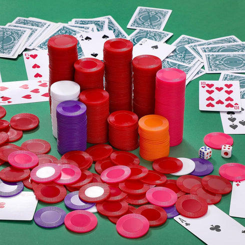 Leitee 1000 Pcs Plastic Poker Chips - 38 mm Interlocking Game Chips for Adults, Counting Reward Card (Red)
