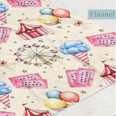 Wicbfdfv 60x80inch Cute Circus Balloons Carnival Ticket Baby Blanket Girls Boys Colorful Tent Bows Stars Cotton Candy