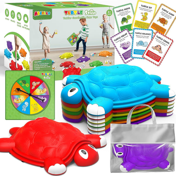 ABERLLS Stepping Stones for Kids, Turtle Balance Climbing Toys for Ages 3-7, Outdoor Indoor Sensory Play, Obstacle