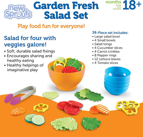 Set 38 18+ Learning Resources New Sprouts Garden Fresh Salad - Pieces, Ages Months, Pretend Play Food for Toddlers