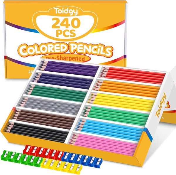 240 Packs Colored Pencils Bulk Classroom, Colored Pencils for Kids 12 Assorted